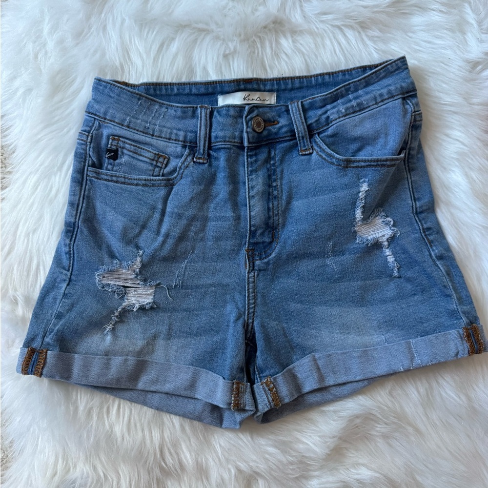 Kancan Size 4/27 Light Blue Distressed Jean Shorts